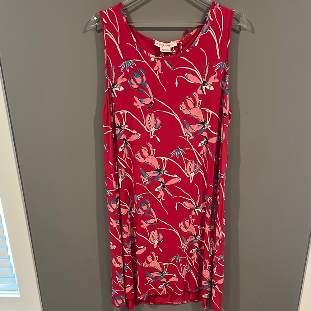 In every story, red floral sleeveless dress size 2x